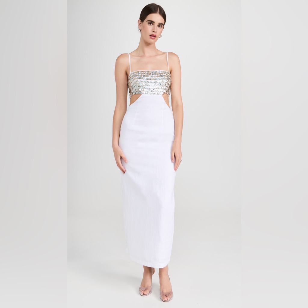 Nwt $545 Staud Jada Embellished Linen Dress